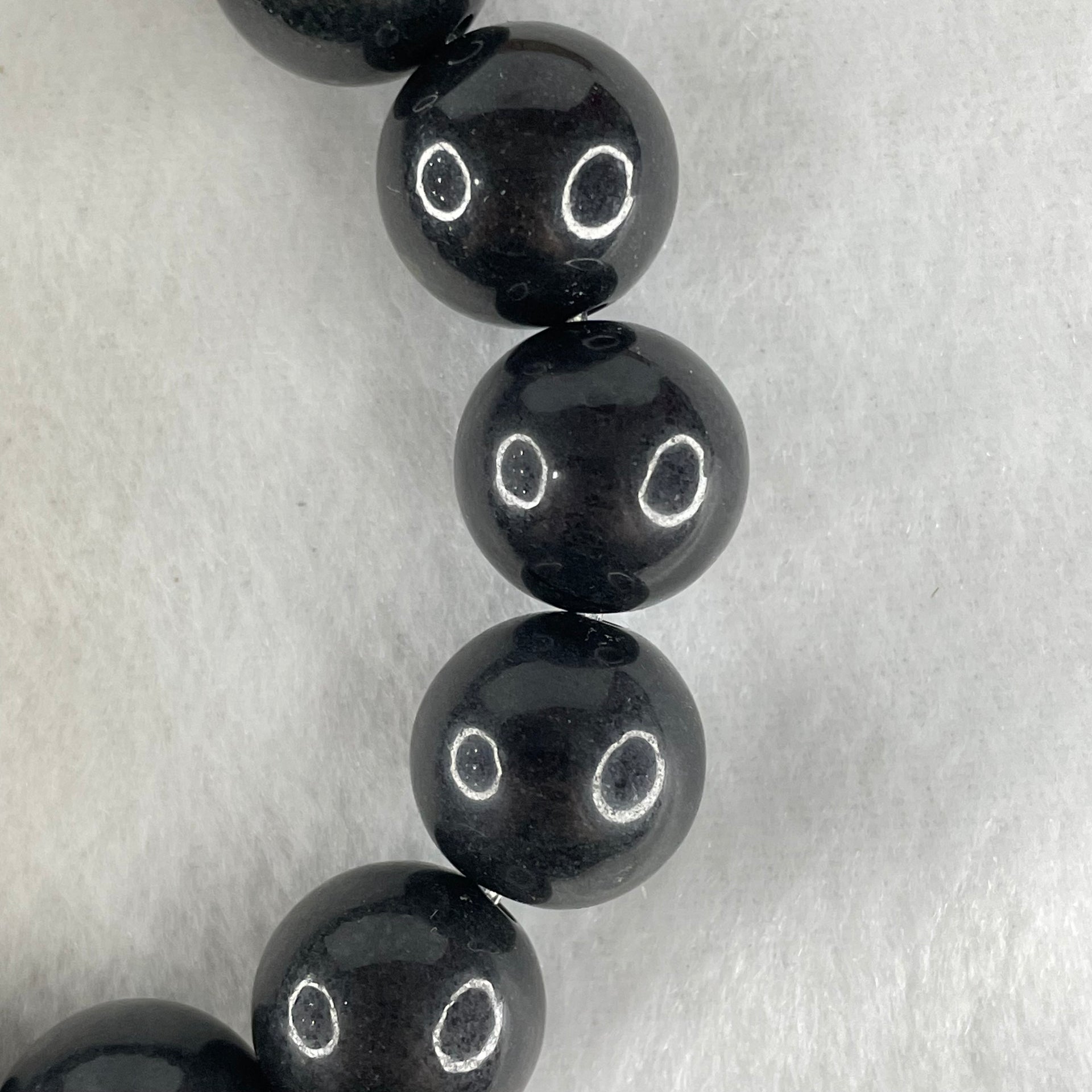 Natural Magnetite Beads Bracelet 84.61g 17cm 16.0mm 14 Beads - Huangs Jadeite and Jewelry Pte Ltd