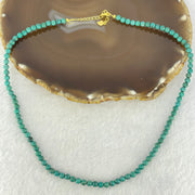 Natural Turquoise Beads S925 Silver Gold Color Necklace 天然绿松石项链 10.48g 40cm 4.5mm 97 Beads - Huangs Jadeite and Jewelry Pte Ltd