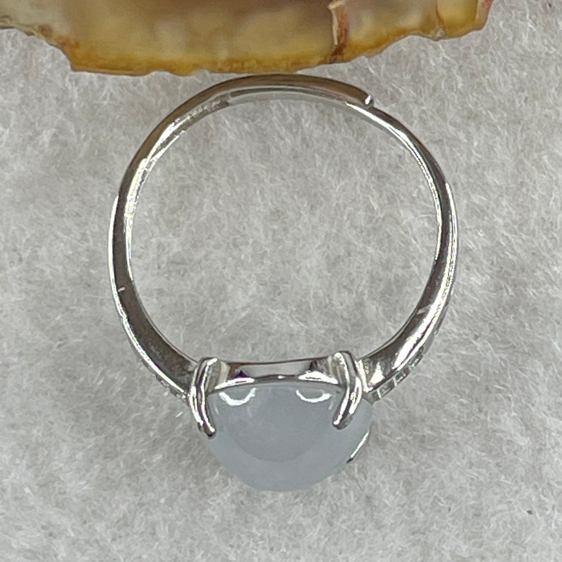 Type A Lavender Cabochon Jadeite in S925 Sliver Ring (Adjustable Size) 2.72g 13.6 by 10.4 by 6.0mm - Huangs Jadeite and Jewelry Pte Ltd
