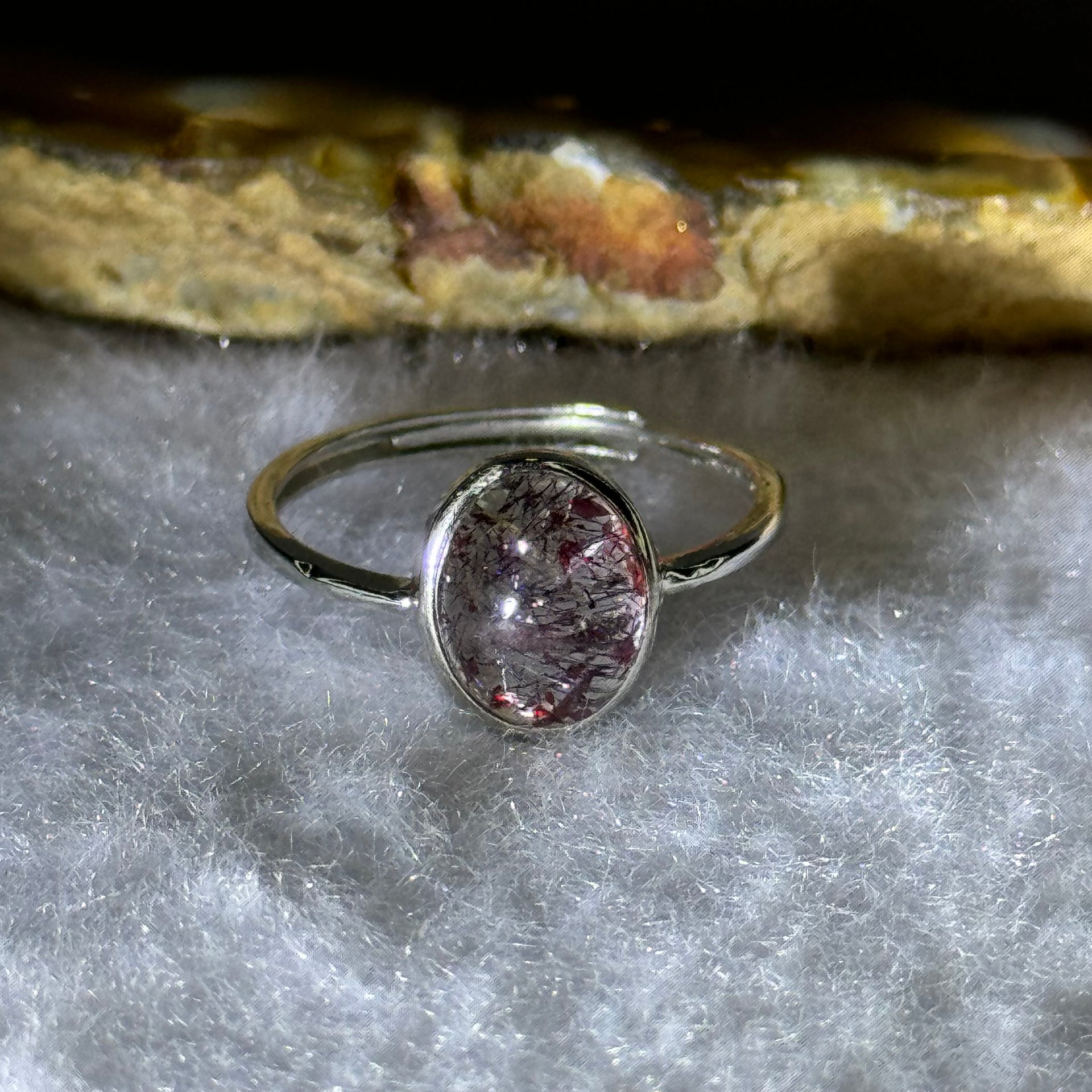 Very Good Grade Natural Super 7 S925 Silver Ring (Adjustable Size) 1.90g 9.4 by 7.6 by 5.5mm - Huangs Jadeite and Jewelry Pte Ltd