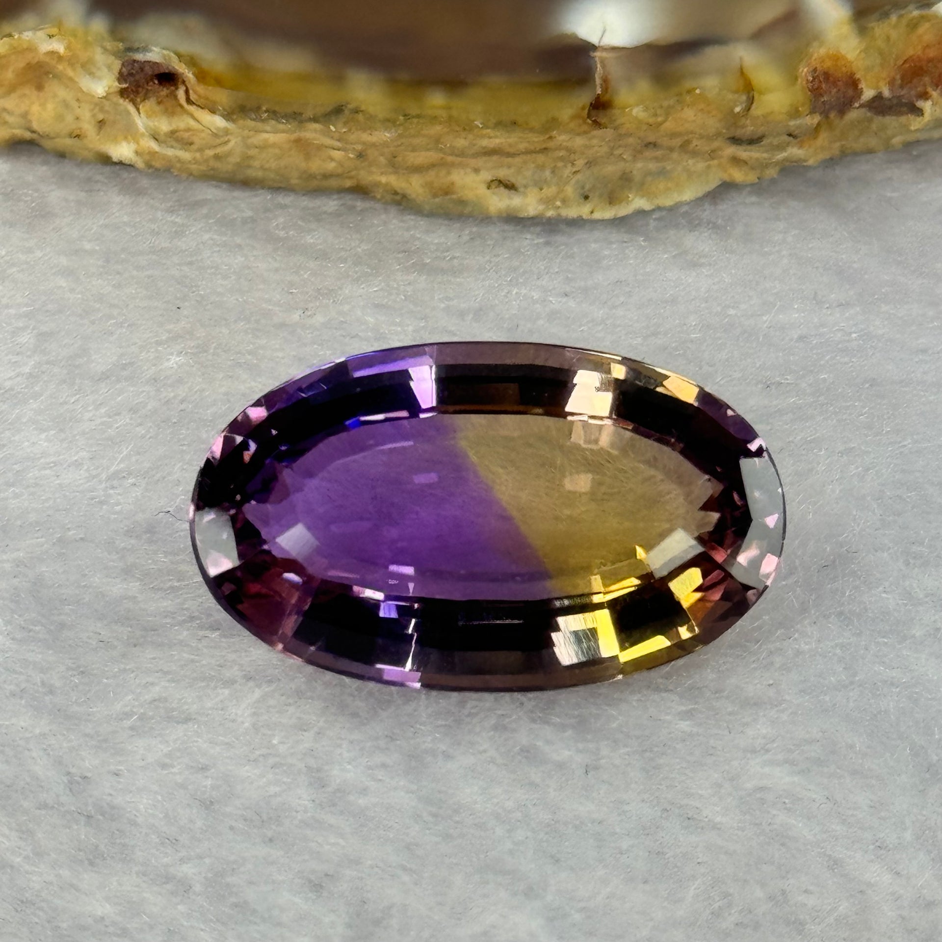Natural Faceted Ametrine Egg Shape 18.96ct 22.8 by 13.6 by 9.3mm - Huangs Jadeite and Jewelry Pte Ltd