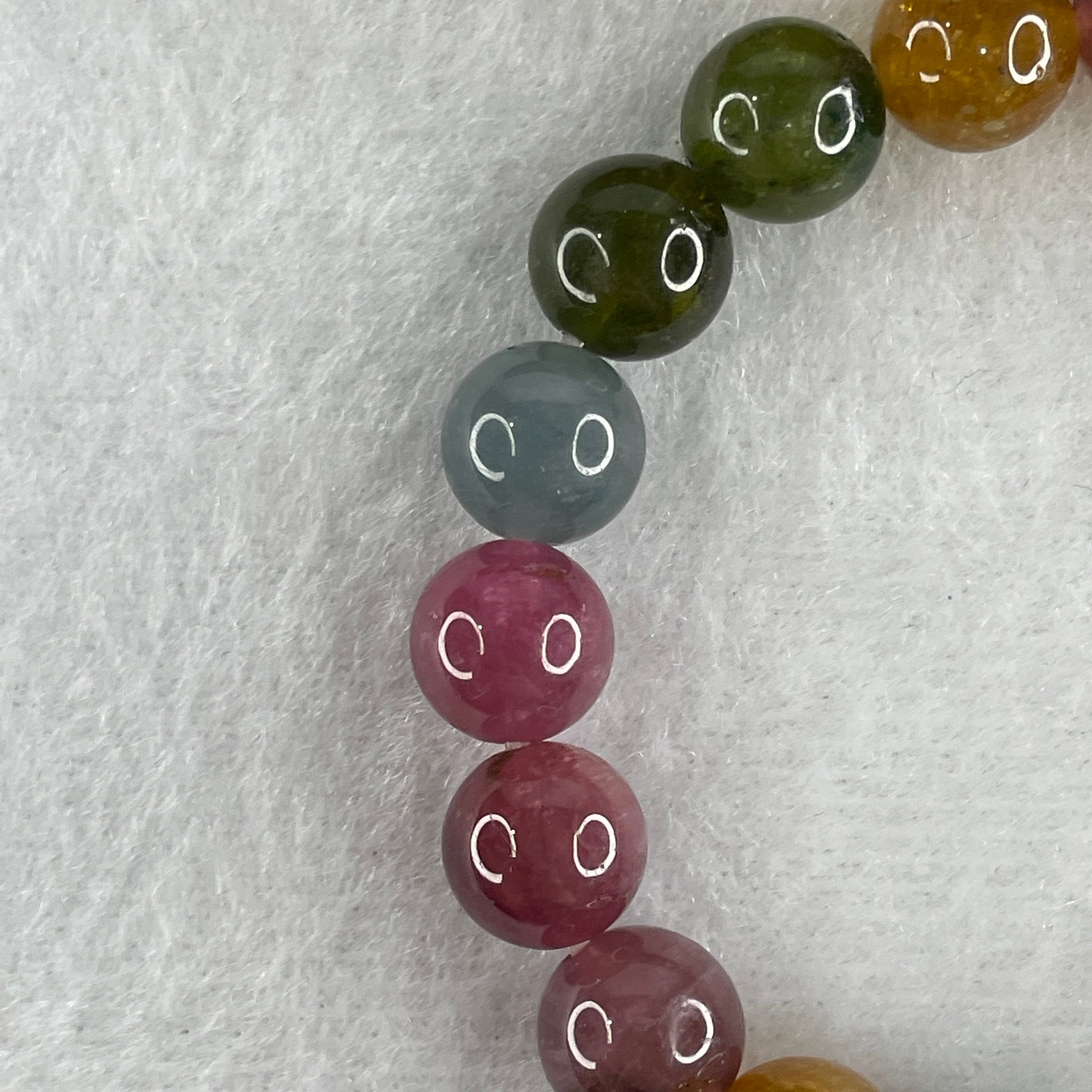 Very Good Natural Tourmaline Crystal Beads Bracelet 22.64g 14cm 9.2mm 19Beads - Huangs Jadeite and Jewelry Pte Ltd