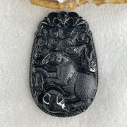 Type A Opaque to Partial Translucent Black Omphacite Jadeite Rabbit Pendant 25.89g 60.2 by 39.8 by 8.9mm - Huangs Jadeite and Jewelry Pte Ltd