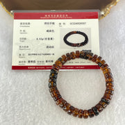 Natural Cognac Fushun Amber Donut Beads Bracelet 天然抚顺老珀手链 8.63g 15cm 8.9mm 40pcs - Huangs Jadeite and Jewelry Pte Ltd
