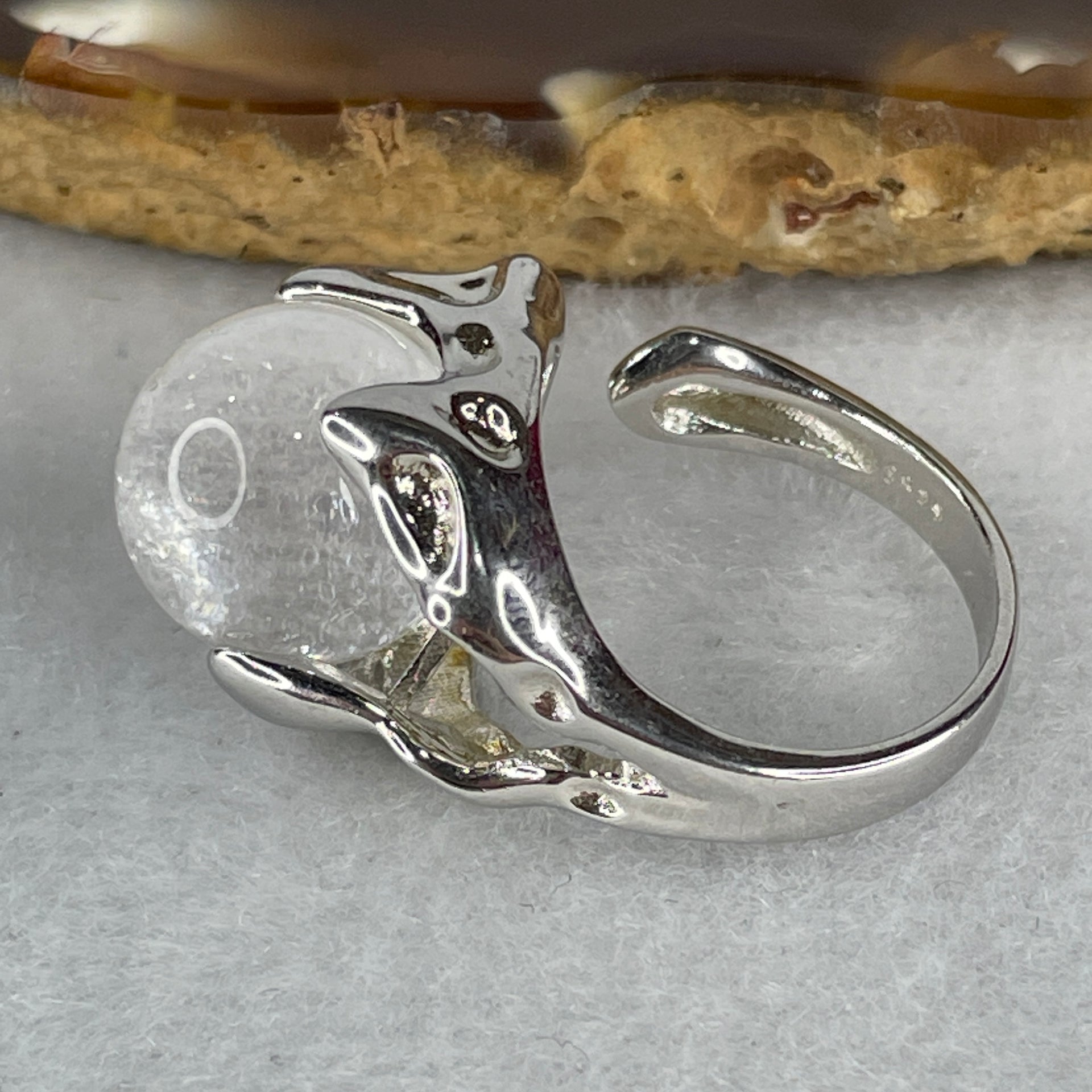 Natural-White-Phantom-Quartz-Bead-in-S925-Sliver-Ring-7.63g-13.2-by-11.0mm-US-7-HK-15