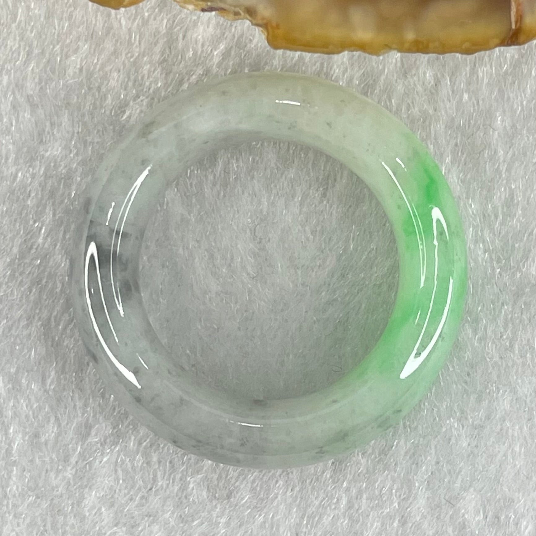Type A Wuji Grey with Apple Green Patch Jadeite Ring 5.20g 6.8 by 4.7mm US7 HK15.4 - Huangs Jadeite and Jewelry Pte Ltd