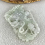 Type A Light Green with Lavender Jadeite Sun Wu Kong with Dragon Pendant 26.42g 52.8 by 36.3 by 36.2mm - Huangs Jadeite and Jewelry Pte Ltd