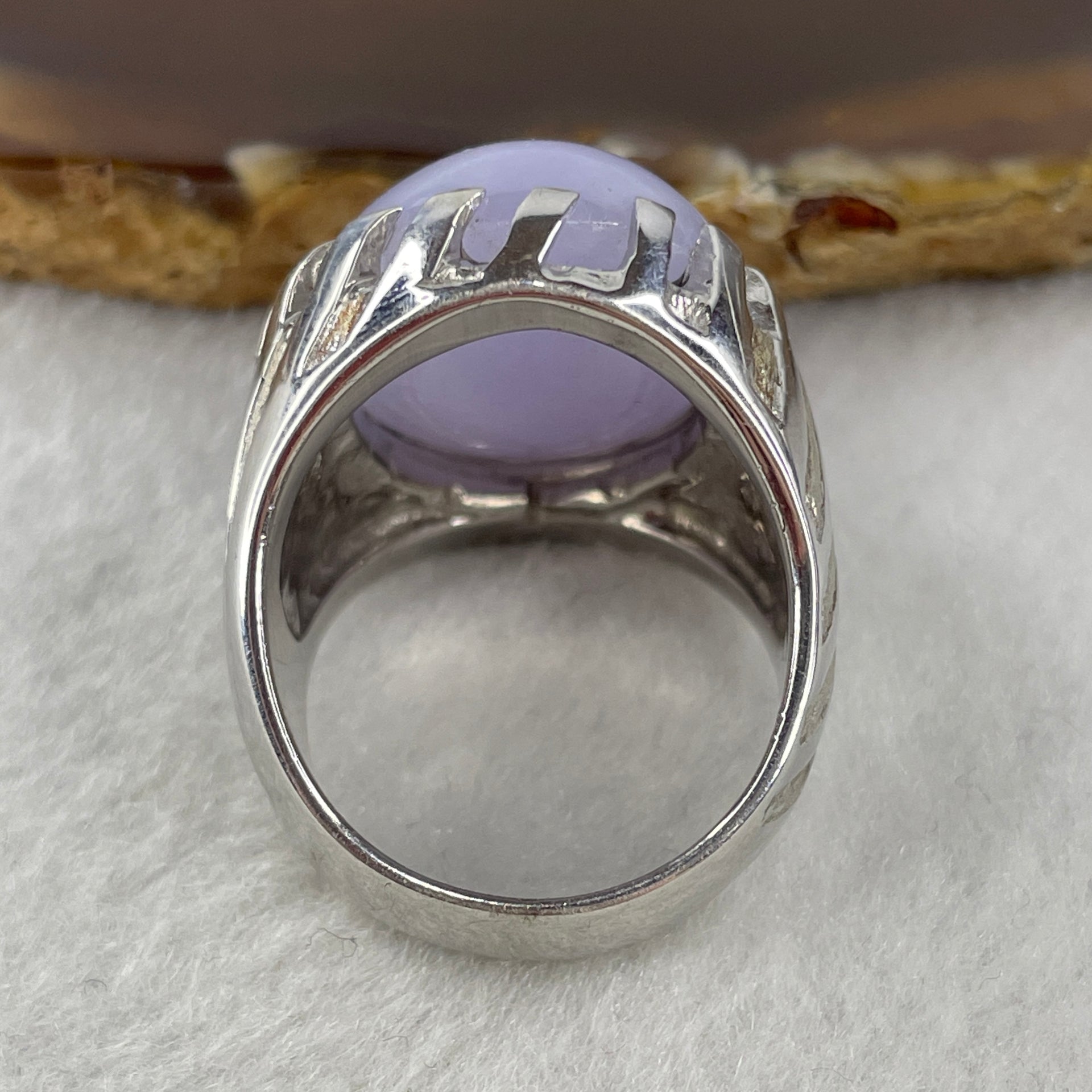 Certified Natural Good Grade Type A Full Lavender Jadeite Ring in S925 Sliver 7.25g 22.5 by 18.5 by 8.5mm US 9.4 HK 21 - Huangs Jadeite and Jewelry Pte Ltd