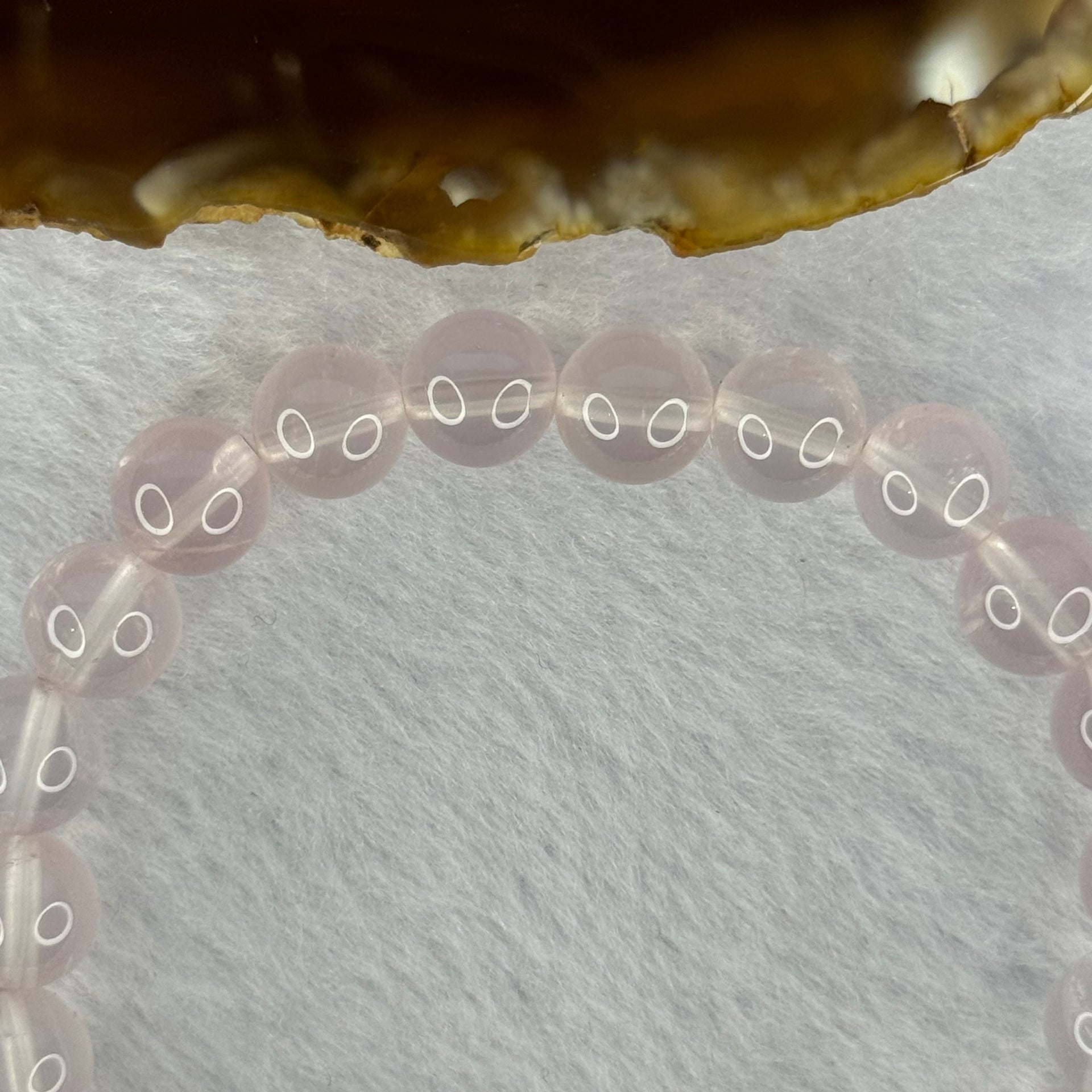 Natural Rose Quartz Beads Bracelet 天然玫瑰石英珠手链 20.54g 16cm 8.9mm 22 Beads - Huangs Jadeite and Jewelry Pte Ltd