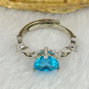 Blue Cubic Zirconia in S925 Sliver Ring (Adjustable Size) 2.07g 8.7 by 7.1 by 5.0mm - Huangs Jadeite and Jewelry Pte Ltd