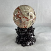Natural Rhyolite Jasper Sphere Ball with Wooden Stand 860.4mm 80.7 by 80.1 by 135.0mm - Huangs Jadeite and Jewelry Pte Ltd