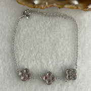 Natural Type A Omphacite Spicy Green Jadeite Cabochon 4-Leaf Clover in S925 Silver Bracelet | (4.34g | 15–18cm | 3.6 x 1.5mm x 12 Pcs | "Sì Yè Cǎo" Ultimate Good Luck Anchor, Feng Shui Prosperity Strand) - Huangs Jadeite and Jewelry Pte Ltd
