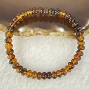 Natural Dark Brownish Yellow Medicine Amber Beads Bracelet 天然抚顺药珀手链 4.44g 15.5cm 7.2mm 42 Beads - Huangs Jadeite and Jewelry Pte Ltd