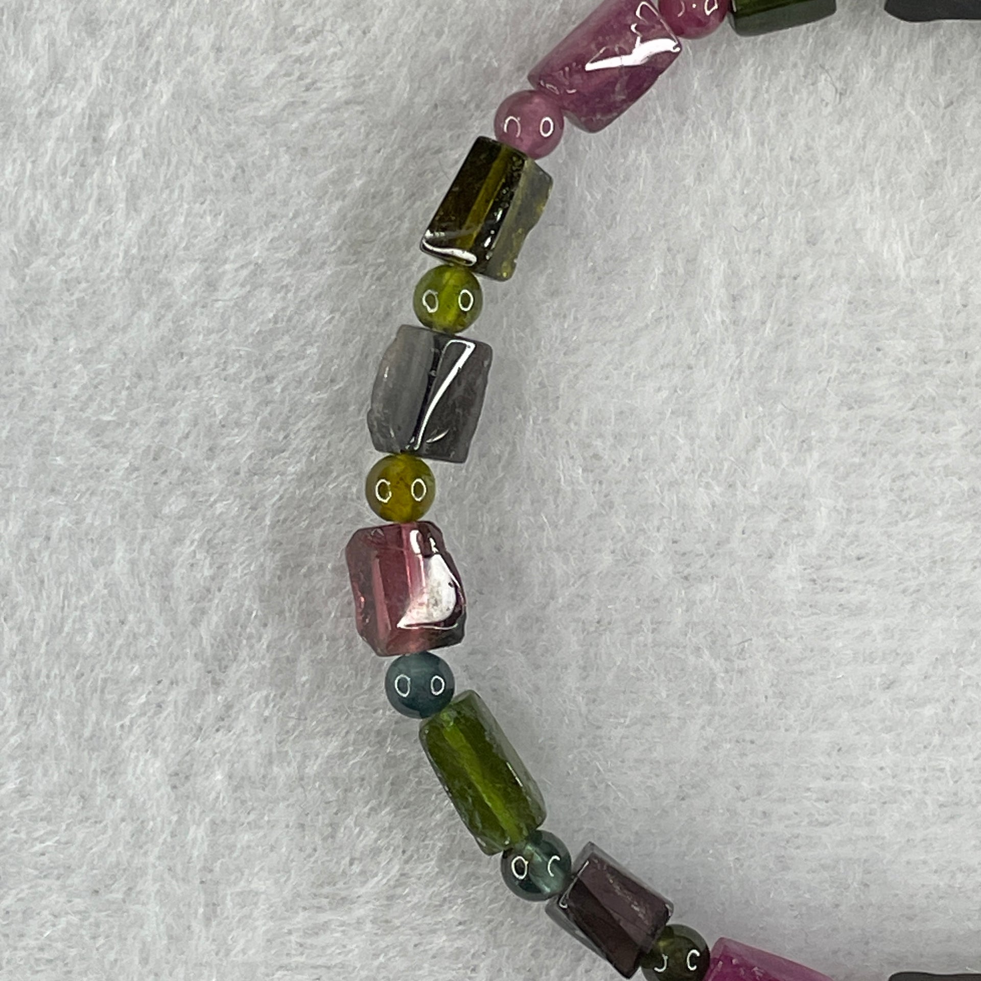 Good Grade Natural Tourmaline Crystal Barrel Bracelet 6.92g 15cm 4.8mm 18Beads - Huangs Jadeite and Jewelry Pte Ltd