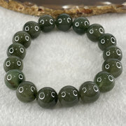Good Grade Natural Cats Eye Green Rutilated Quartz Beads Bracelet 45.55g 18.5cm 12.7mm 17 Beads - Huangs Jadeite and Jewelry Pte Ltd