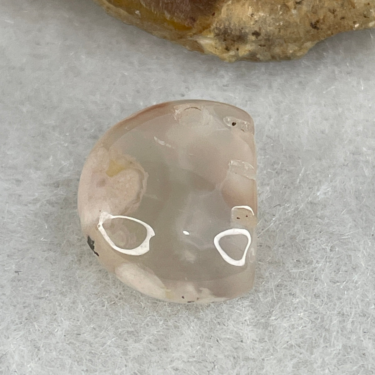 Natural Pinkish Flower Agate Comb Charm Pendant | Carved Cherry Blossom Quartz Smooth Endeavors Talisman (2.05g | 14.9 x 11.4 x 7.6mm)