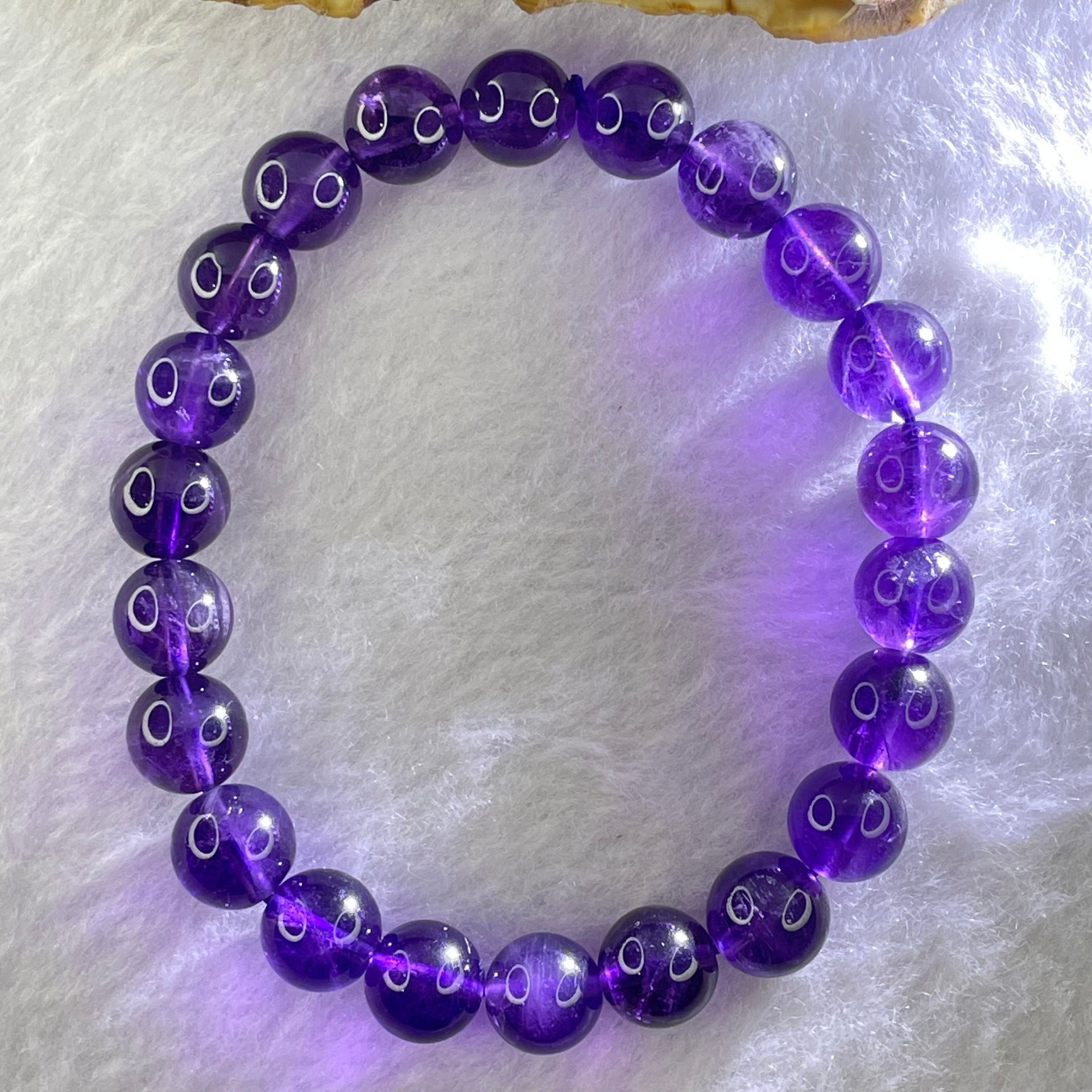 Good Grade Natural Amethyst Bracelet 23.30g 16.5cm 9.5mm 22 Beads - Huangs Jadeite and Jewelry Pte Ltd