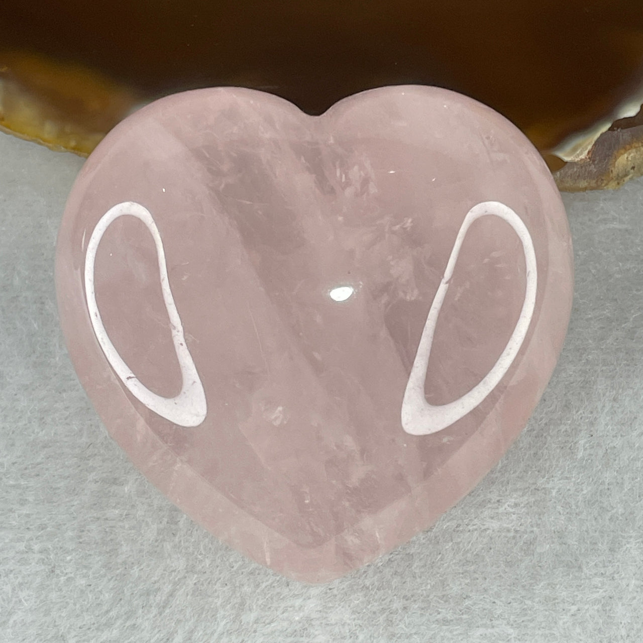 Average Grade Natural Rose Quartz Heart Shape Display 100.22g 48.8 by 50.9 by 28.0mm
