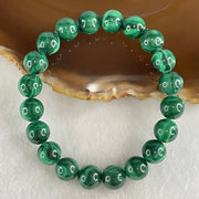 Very Good Grade Natural Green Malachite Beads Bracelet 天然孔雀石手链 35.07g 15.5cm 9.6mm 20 Beads - Huangs Jadeite and Jewelry Pte Ltd