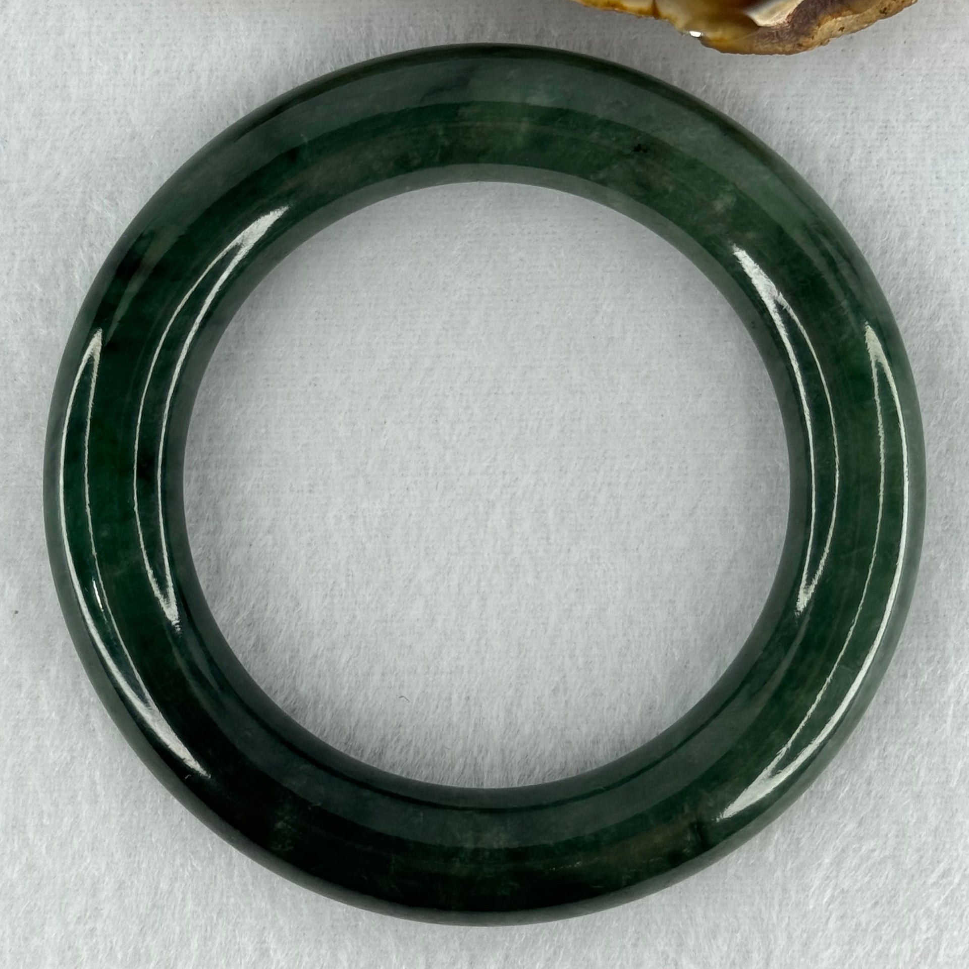 Type A Dark Green with Emerald Green Spots Jadeite Bangle Internal Diameter 55.2mm 87.66g 12.4 by 12.7mm (Slight Internal Lines) - Huangs Jadeite and Jewelry Pte Ltd