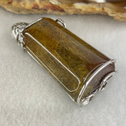 Good Grade Natural Copper Rutilated Quartz Rectangle Shape in S925 Silver Pendant 16.69g 35.0 by 19.8 by 12.9mm - Huangs Jadeite and Jewelry Pte Ltd