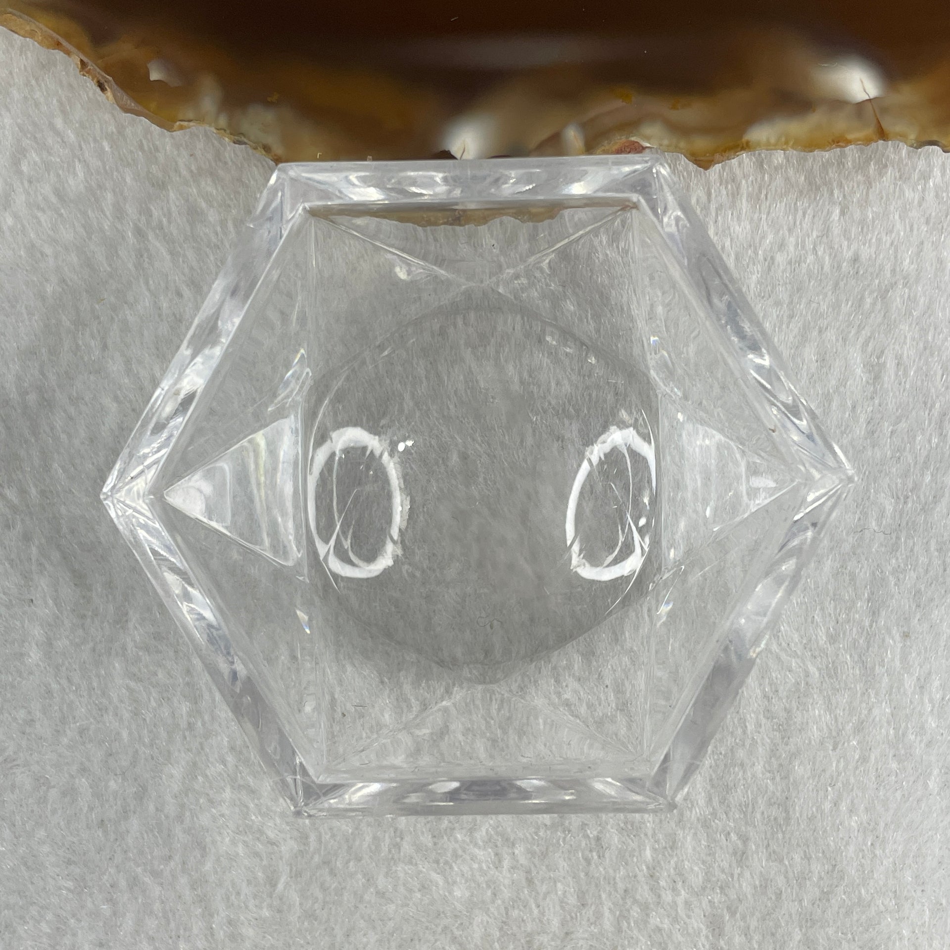 Natural Orange Calcite Ball with Clear Acrylic Display 545.43g 72.0 by 91.0mm - Huangs Jadeite and Jewelry Pte Ltd