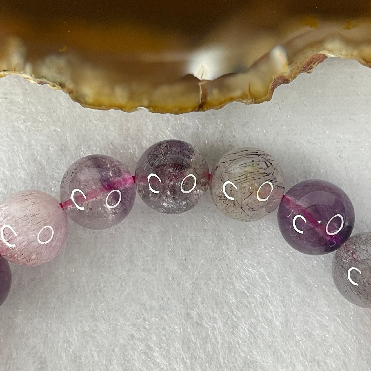 Certified Above-Average Grade Natural Super 7 Crystal Beads Bracelet | Bold High-Mass Trophy Strand | Authentic Sacred Seven Multi-Mineral Inclusions Quartz Spiritual Catalyst & Auric Shield Bracelet (23.44g | 15.5cm Length | 9.6mm | 20 Beads)