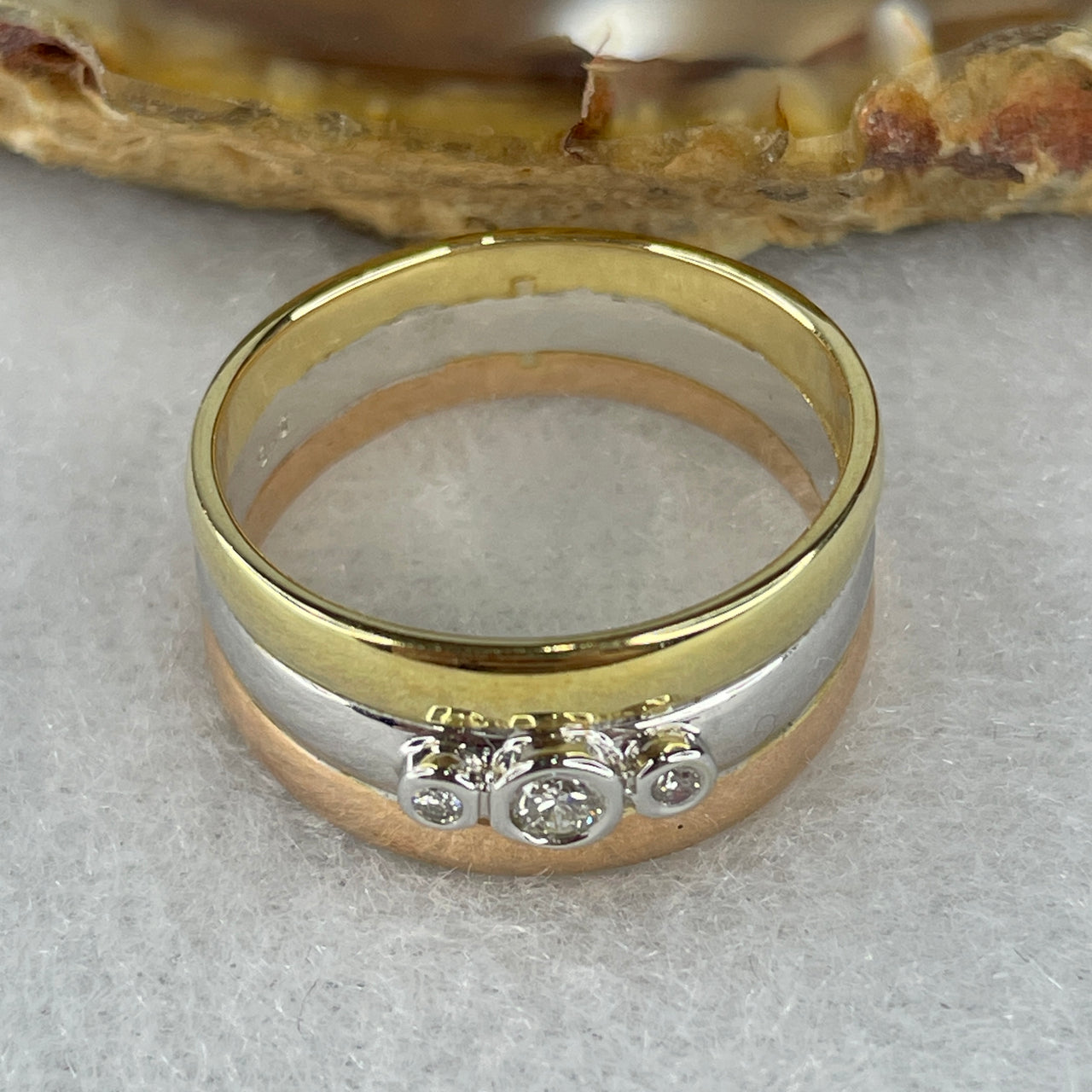 Natural Diamonds in 14K Rose and White Gold Ring Total Weight 6.53g US8 HK17.75 - Huangs Jadeite and Jewelry Pte Ltd