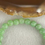 Type A Intense Bright Apple Green Jadeite Beads Bracelet 11.49g 15cm 6.1mm 30 Beads - Huangs Jadeite and Jewelry Pte Ltd