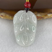 Type A Faint Green Lavender Jadeite Leaf Pendent 6.90g 31.7 by 21.4 by 4.0mm - Huangs Jadeite and Jewelry Pte Ltd
