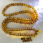 Natural Golden Flower Amber Beads Necklace 天然金珀项链 15.83g 56cm 6.9mm 107 Beads - Huangs Jadeite and Jewelry Pte Ltd