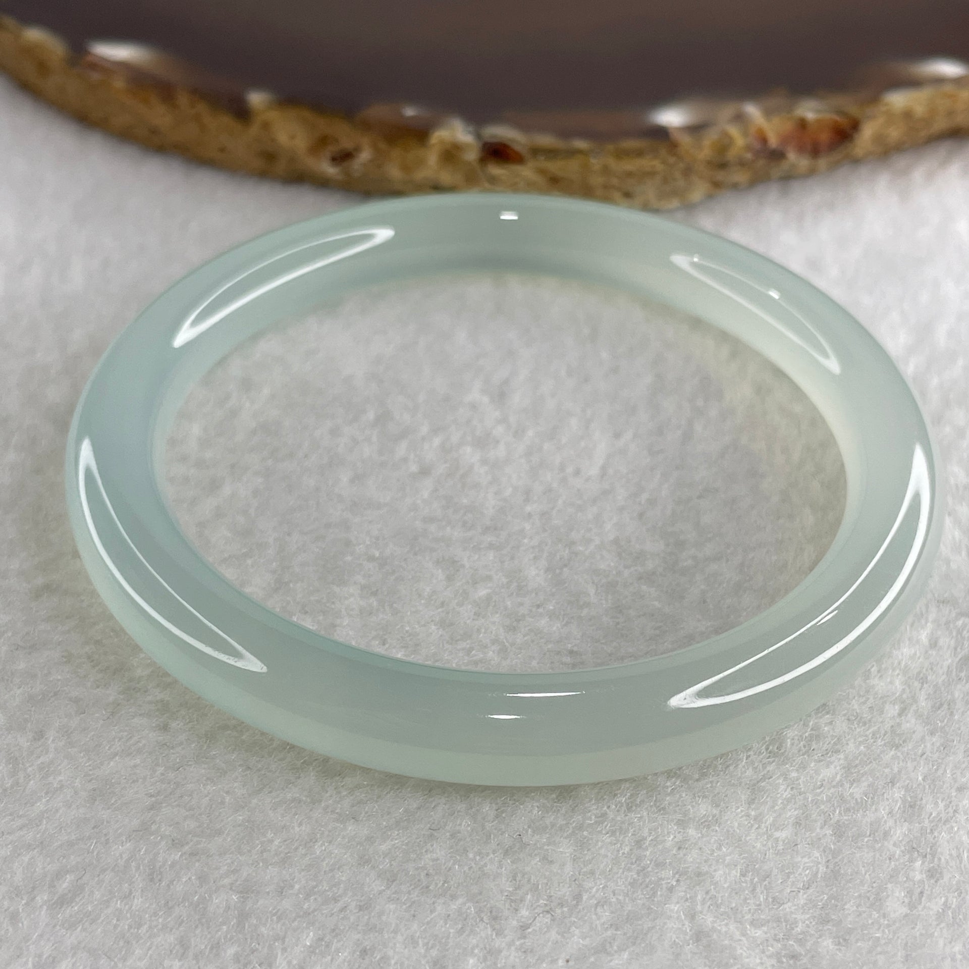Natural Light Green Agate Bangle 27.77g Internal Diameter57.8mm 8.0 by 8.0mm (Perfect) - Huangs Jadeite and Jewelry Pte Ltd