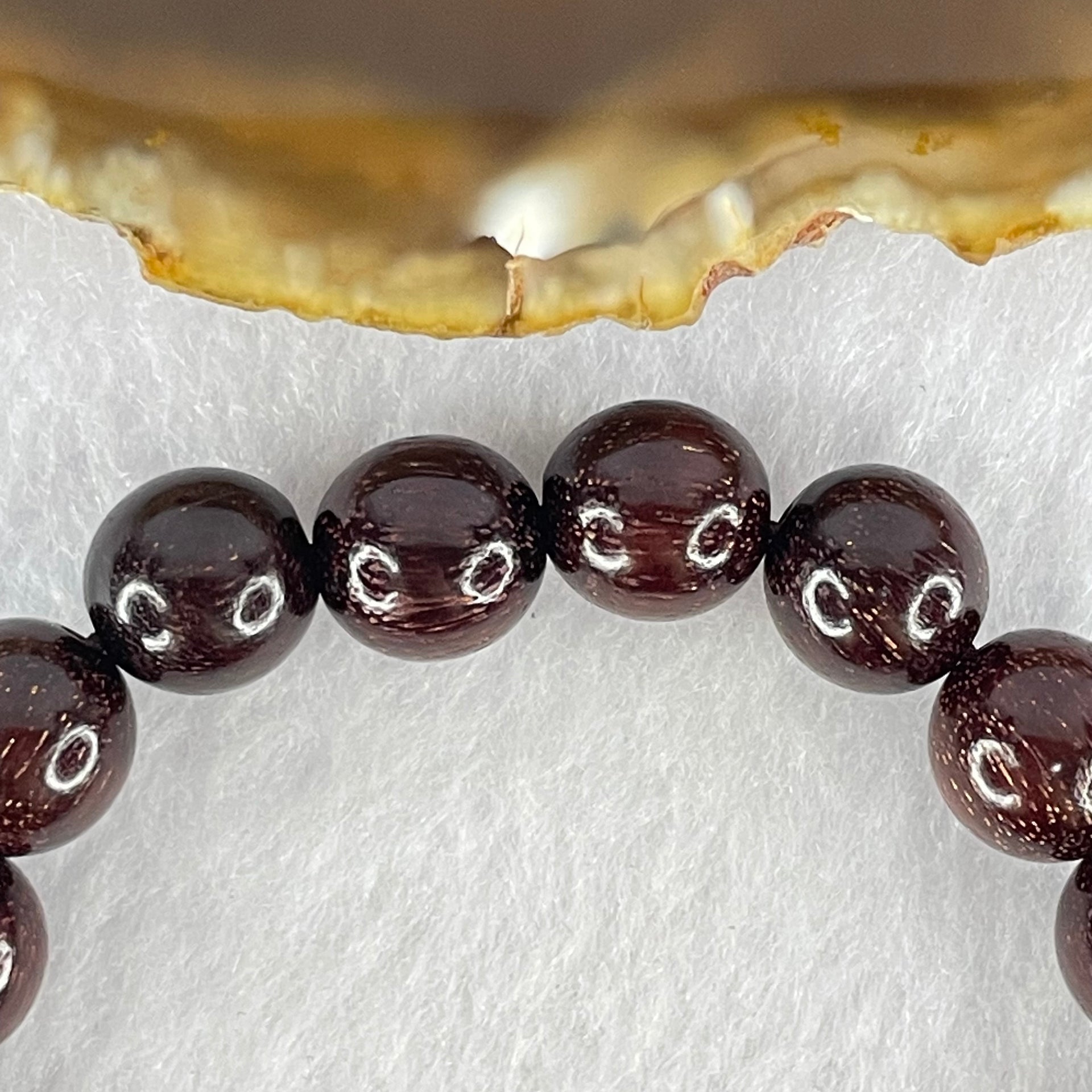 Natural Blood Rosewood Beads Bracelet 天然血檀手链 10.35g 17cm 10.5mm 19 Beads - Huangs Jadeite and Jewelry Pte Ltd