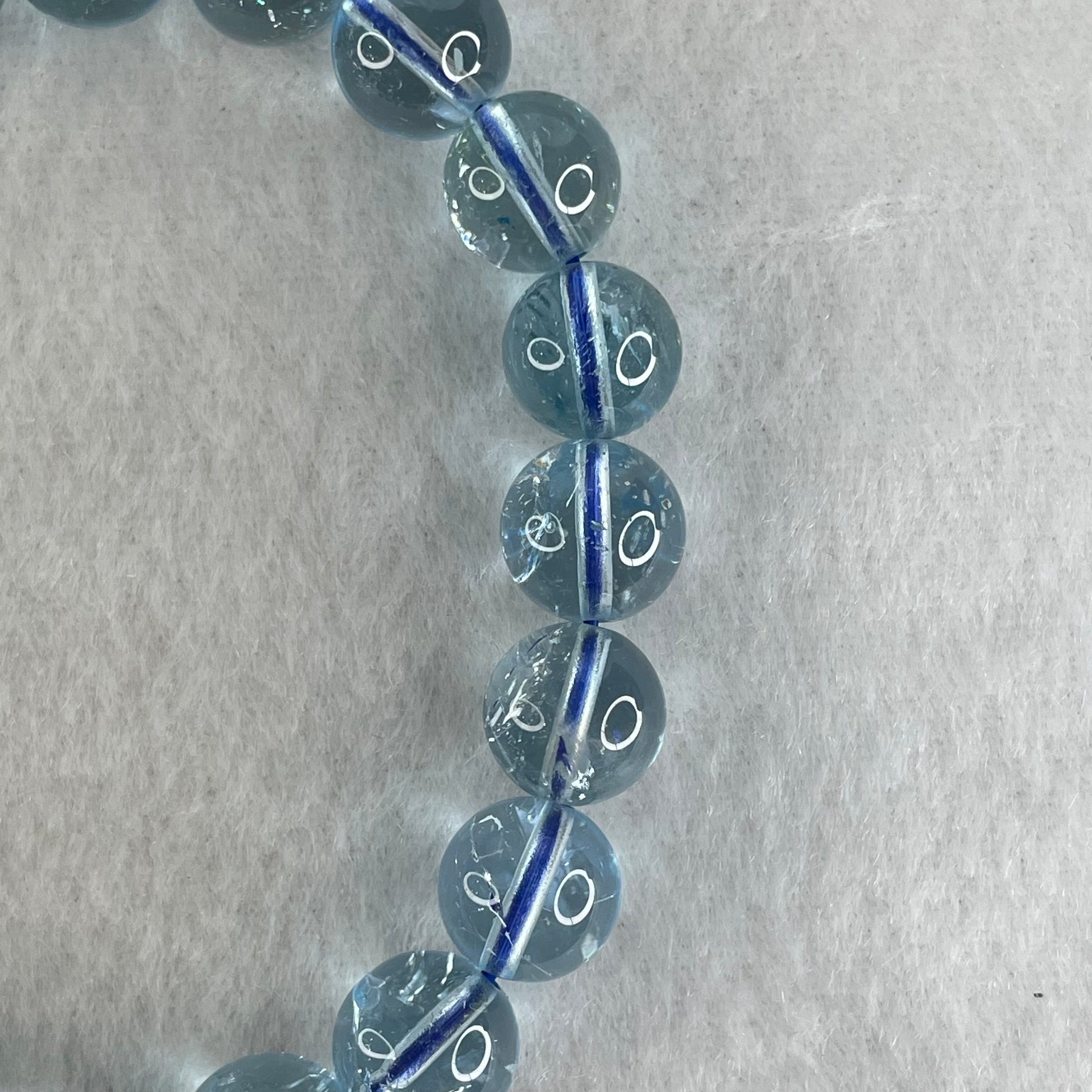 Good Grade Natural Blue Topaz Beads Bracelet 33.31g 15.5cm 9.9mm 20 Beads - Huangs Jadeite and Jewelry Pte Ltd