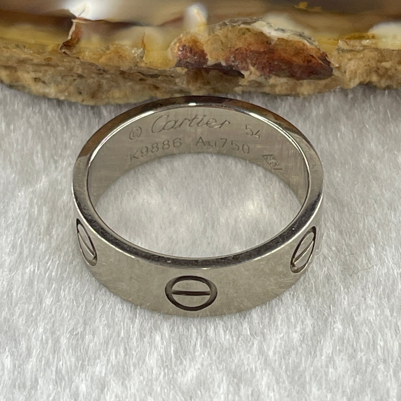 Pre-Love Cartier 18k AU750 White Gold Love ring, classic model Ring 6.52g EU54 Width 5.5mm (No Box No Papers) - Huangs Jadeite and Jewelry Pte Ltd