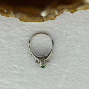 Natural Type A Emerald Green Jadeite Approx 5.1 by 3.8 by 2.0mm with Natural Diamonds in Platinum PT900 Ring Total Weight 4.66g US6 HK13 - Huangs Jadeite and Jewelry Pte Ltd