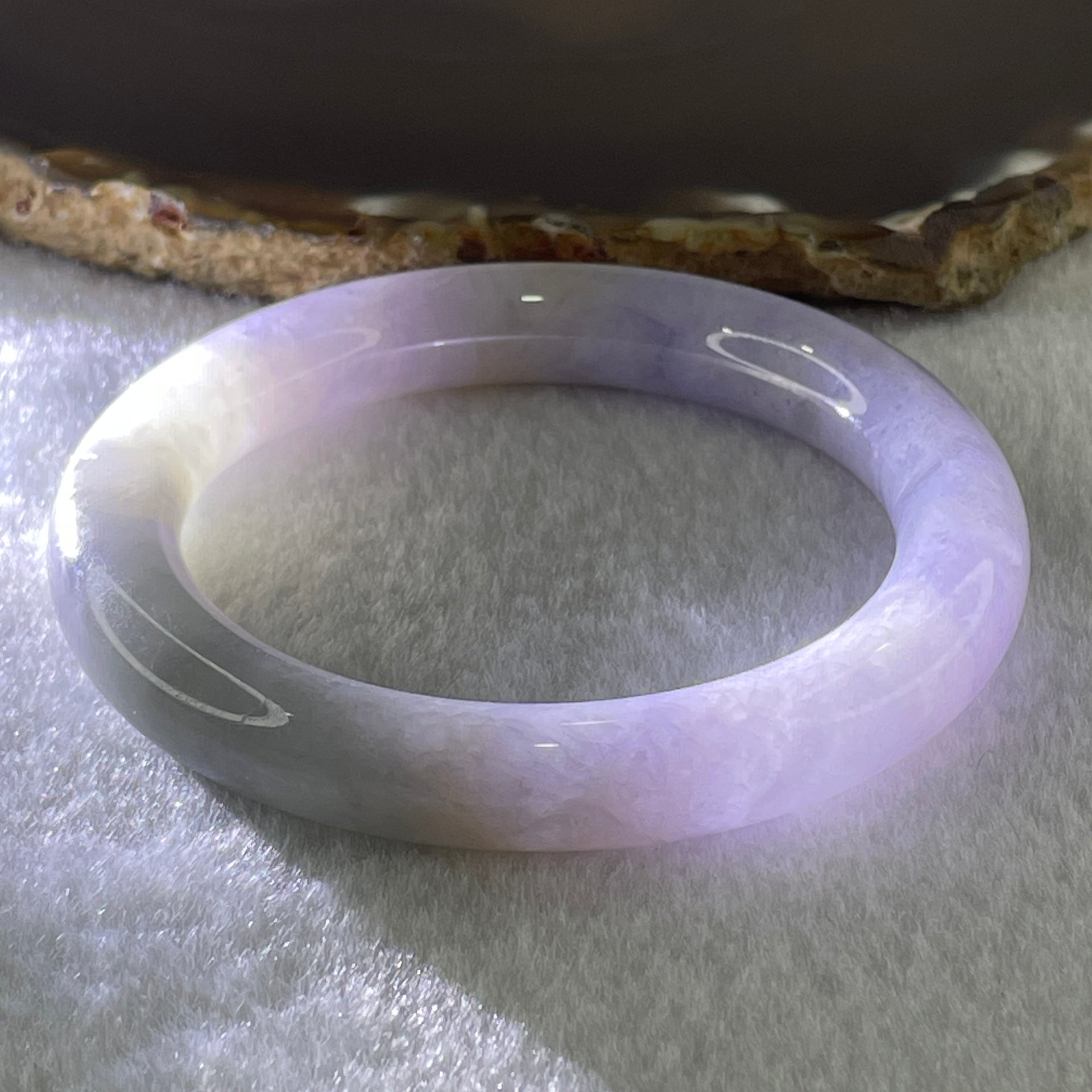 Natural Type A Intense Lavender with Green and Yellow Jadeite Bangle 51.06g Inner Diameter 53.3mm 10.3 by 10.2mm (Very Slight Internal Lines) - Huangs Jadeite and Jewelry Pte Ltd