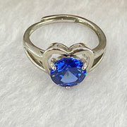 Blue Cubic Zirconia in S925 Sliver Ring (Adjustable Size) 2.26g 7.8 by 3.8mm - Huangs Jadeite and Jewelry Pte Ltd