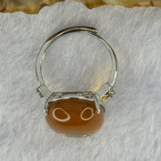 Natural Yellow Amber in S925 Sliver Ring (Adjustable Size) 3.54g 20.1 by 14.5 by 7.0mm - Huangs Jadeite and Jewelry Pte Ltd