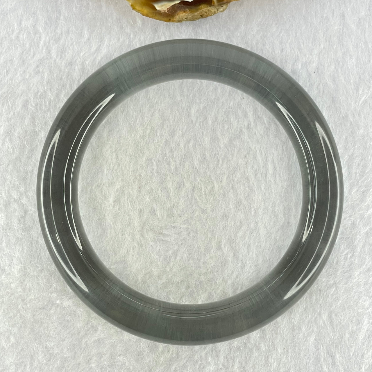 Translucent Clear Grey Crystal Bangle Internal Diameter 59.2mm 60.95g 11.9 by 11.2mm (Internal Line) - Huangs Jadeite and Jewelry Pte Ltd