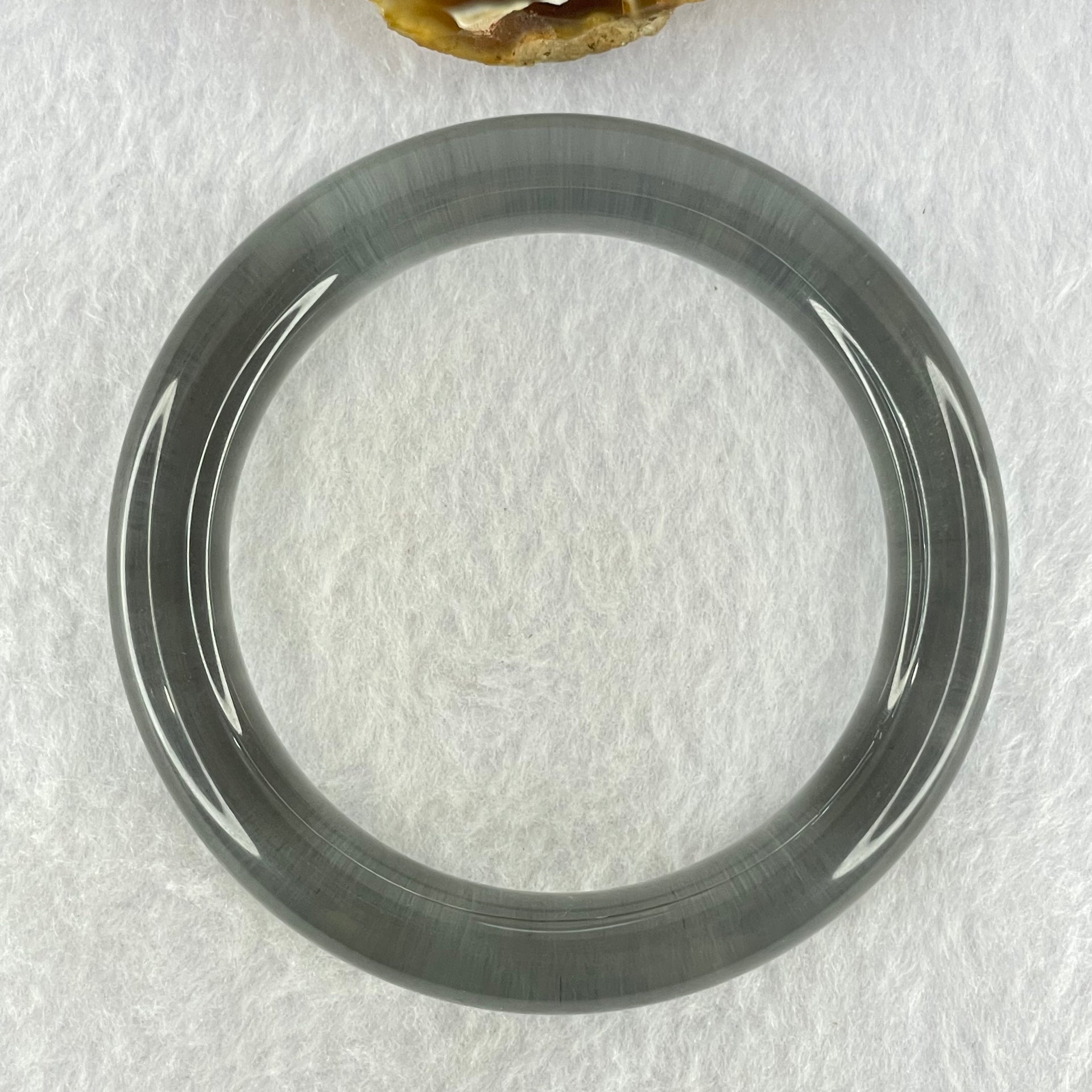 Translucent Clear Grey Crystal Bangle Internal Diameter 59.2mm 60.95g 11.9 by 11.2mm (Internal Line) - Huangs Jadeite and Jewelry Pte Ltd