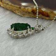 Type A Icy Green Omphasite Jadeite Dragon Head with Crystals in S925 Sliver Necklace 5.11g 13.5 by 9.1 by 2.0mm - Huangs Jadeite and Jewelry Pte Ltd