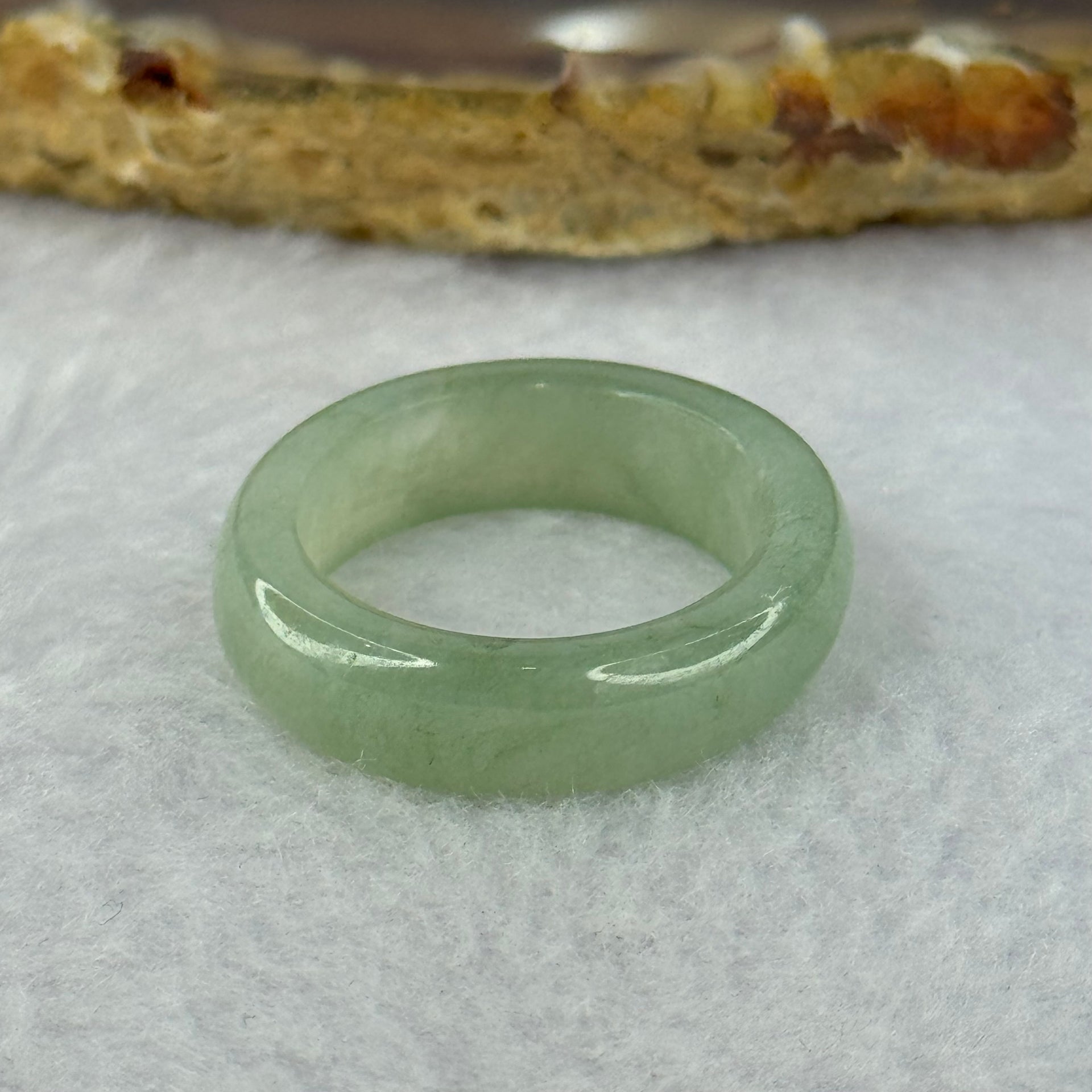 Type A Semi Icy Green Jadeite Ring 4.08g 6.1 by 3.5mm US7.25 HK16 - Huangs Jadeite and Jewelry Pte Ltd