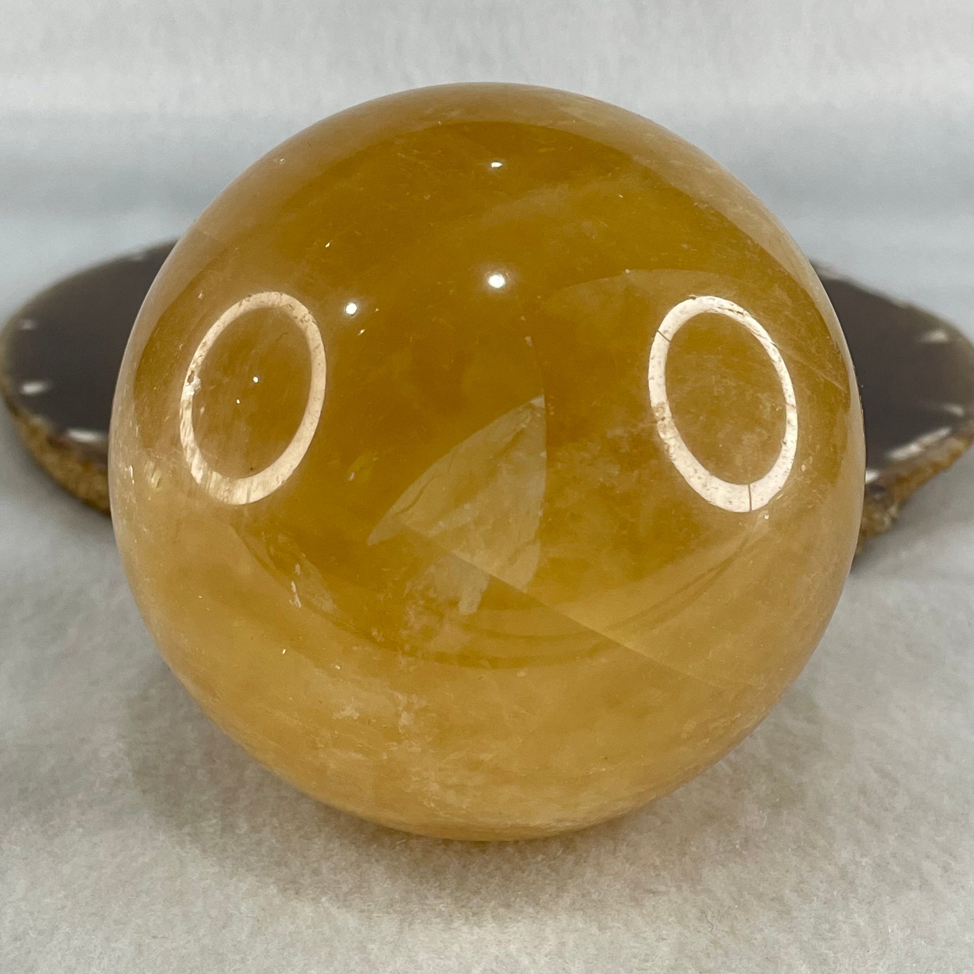 Natural Citrine Display Sphere Ball with Wooden Stand Display 730.53g 79.4 by 91.6mm - Huangs Jadeite and Jewelry Pte Ltd