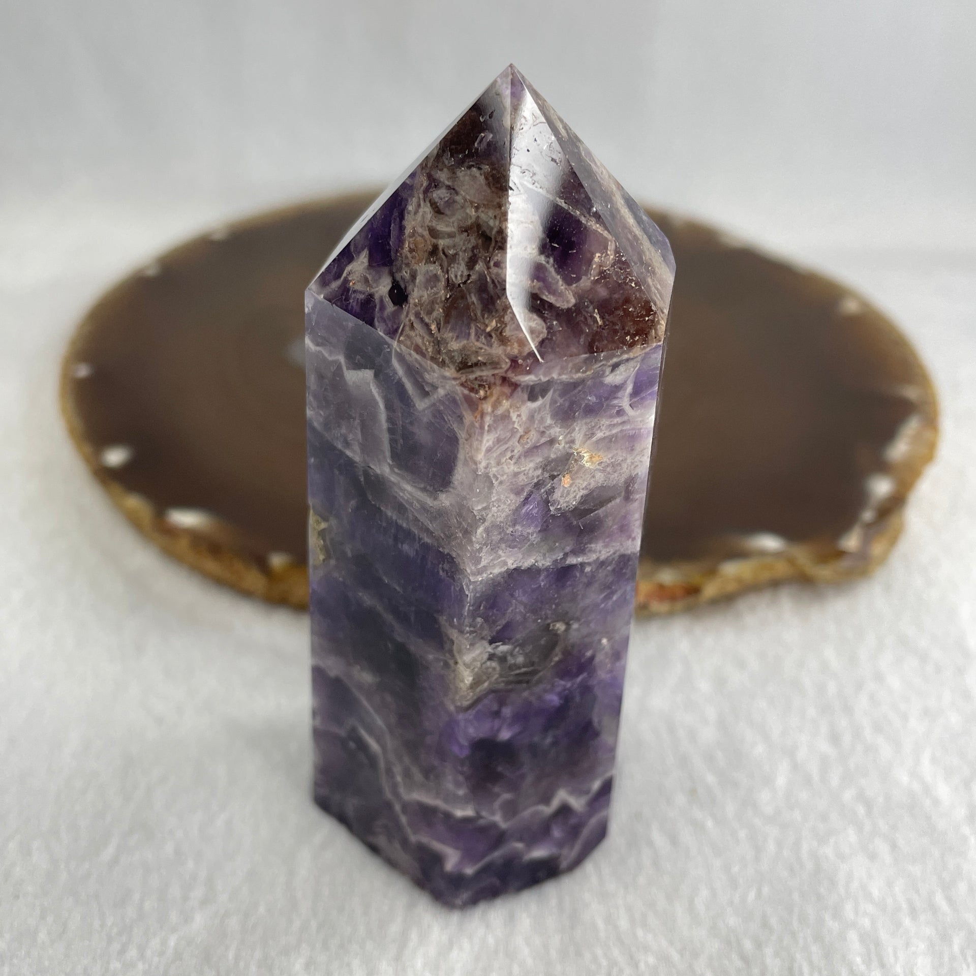 Natural Dreamy Amethyst Fluorite Quartz Tower Display 207.99g 94.6 by 40.5 by 32.8mm - Huangs Jadeite and Jewelry Pte Ltd