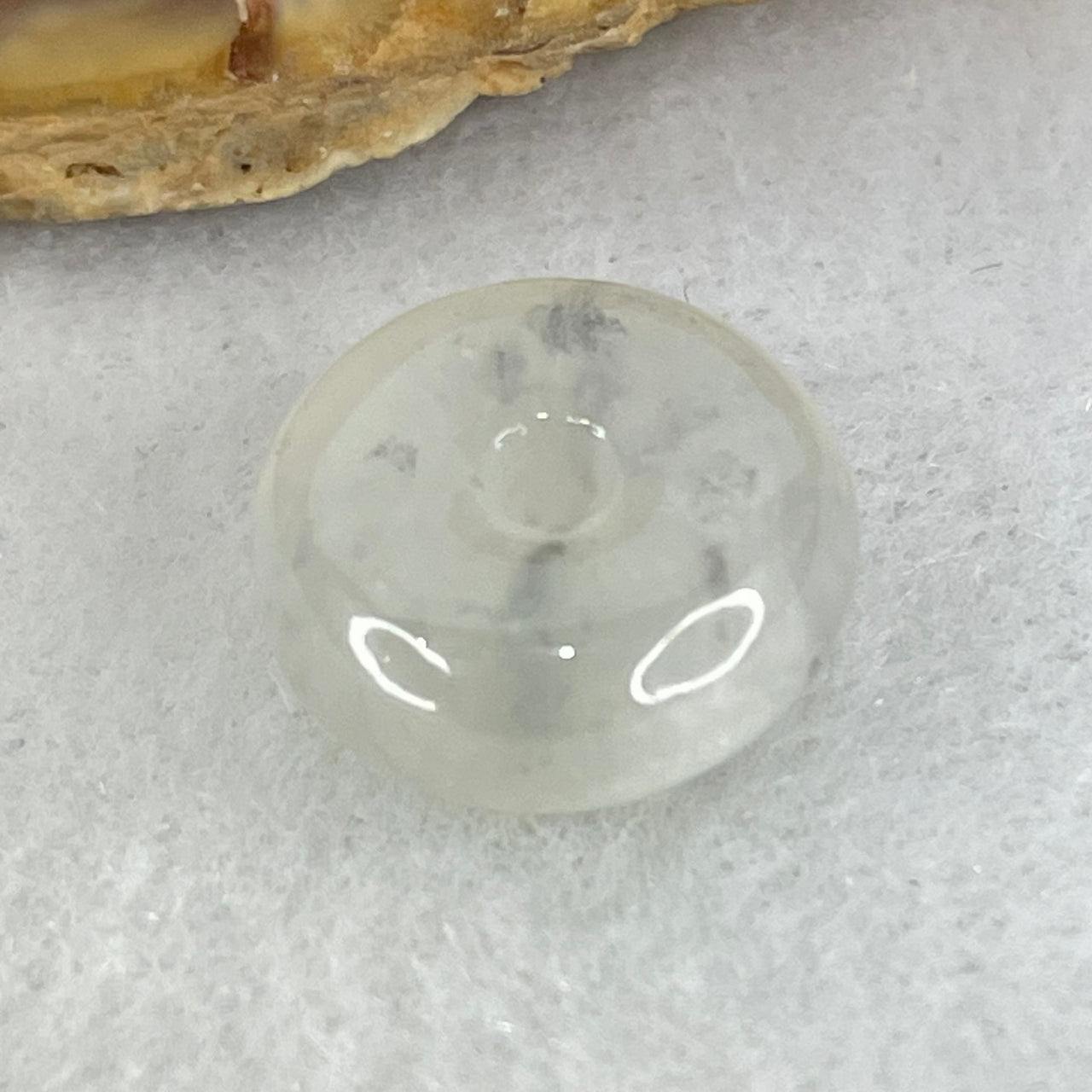 Type A Semi Icy Faint Lavender Green With Wuji Grey Jadeite Ping An Kou Donut Pendant/Charm 2.11g 13.2 by 5.9mm - Huangs Jadeite and Jewelry Pte Ltd