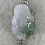 Type A Lavender and Blueish Green Jadeite Male Pixiu in S925 Sliver with Crystals Bracelet 14.06g 22.2 by 15.5 by 13.0mm - Huangs Jadeite and Jewelry Pte Ltd