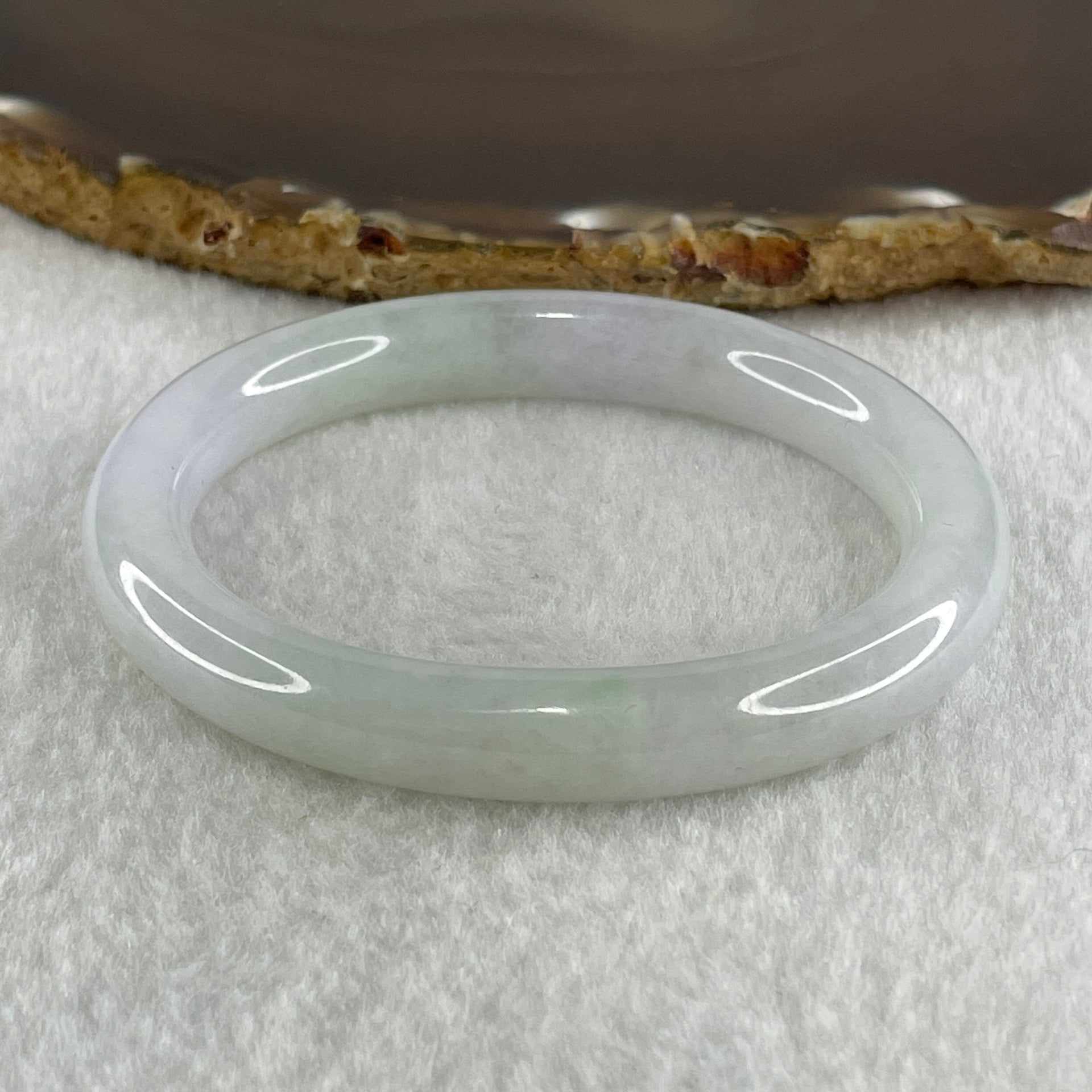 Type A Natural Light Lavender Light Green Jadeite Oval Bangle 37.95g Inner Diameter 54.6mm 9.3 by 8.7mm (Very Very Slight Internal Lines) - Huangs Jadeite and Jewelry Pte Ltd
