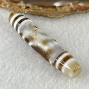 Natural Powerful Tibetan Old Oily Agate 2 Eye with Zha Ji La Mu Female Cai Shen Carvings Dzi Bead Heavenly Master (Tian Zhu) 两眼扎基拉姆女财神天诛 11.98g 57.3 by 12.5mm - Huangs Jadeite and Jewelry Pte Ltd