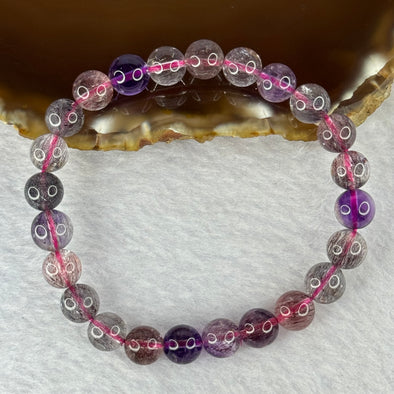 Good Grade Natural Super 7 Crystal Beads Bracelet 天然超级七水晶珠手链 17.15g 16cm 8.3mm 24 Beads